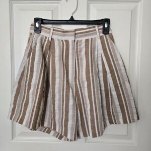 SHEIN Brown and White Bermuda Shorts with Stripes